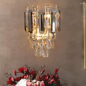 Wandlamp Amber Crystal Light woonkamer SCONCE LICHTING SLAAPKAMER BADAG Smoke Grijs Cristal Corridor Interieur LED -lampen