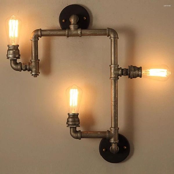 Lámpara de pared American Country Luces de estilo industrial Loft 3 cabezas Tubería de agua Sconce Vintage Bronce Hierro Arte Lustre