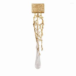 Lâmpada de parede American Full Copper Branch Light Personalidade Crystal Water Drop para El Corredor Sala de estar