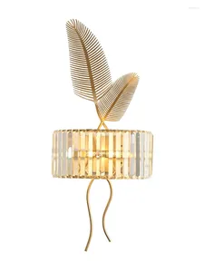 Applique américaine or cristal lampes chambre chevet salon nordique feuille de palmier luxe étude décor appliques luminaires