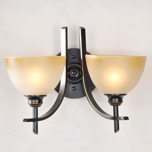 Wall Lamp American Loft Slaapkamer SCONCES Vintage Frosted Glass Castle Light Snijder Holder Galerijverlichting