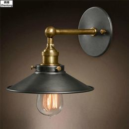 Wall Lamp American Loft Industrial Lampen Vintage bedlicht licht metaal 22cm lampenkap E27 Edison Bollen 110V/220V