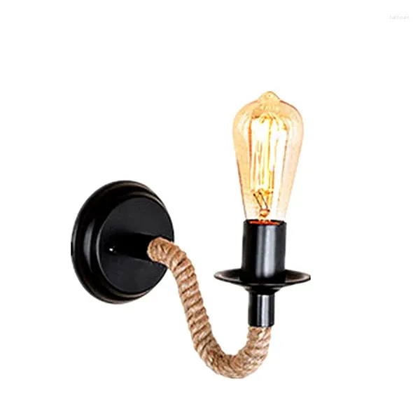 Lampe murale American Retro Industrial Black Base Rope Salon Corridor Personnalité Personnalité de salle de bain Lumière de chambre