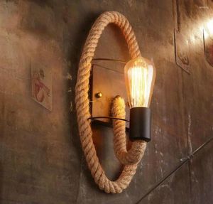 Wall Lamp American Retro Round Rope Edison Bulb Licht Aisle Balkon Trap Bar Coffee Shop Iron