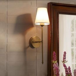 Muurlamp Amerikaans plattelandsstof slaapkamer bedspiegel spiegel voorlicht Nordic eenvoudige woonkamer kantoor el studie