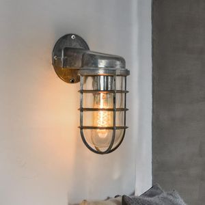 Wall Lamp American-stijl puur aluminium retro industriële explosieverdichte restaurant kleding store hol glazen smeedijzeren lampwand