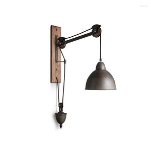 Wall Lamp American Vintage Iron Cover Pulle Lampen Franse loftstijl eetkamer AC90-265V