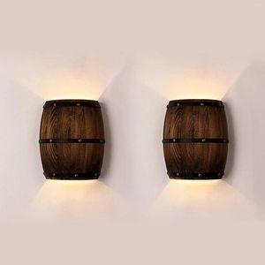 Applique American Vintage Lampes Country Wine Barrel Moderne Bois Chevet Chambre Bar Cuisine Luminaires Nordico