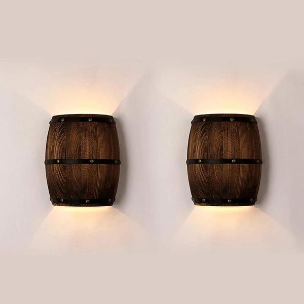 Applique American Vintage Lampes Country Wine Barrel Moderne Bois Chevet Chambre Bar Cuisine Luminaires Nordico