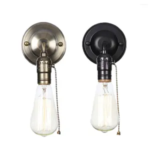 Wall Lamp American Vintage Lampen met één hoofdbed industriële minimalistische thuisverlichting Zwarte Chrome Pull Switch SCONCES