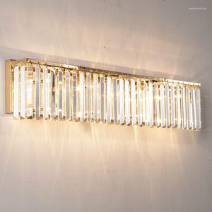 Wandlamp Antiek horizontaal goud kristallen SCONCES Lange staafverlichting LED -licht voor woonkamer Dining Arandela 80 cm