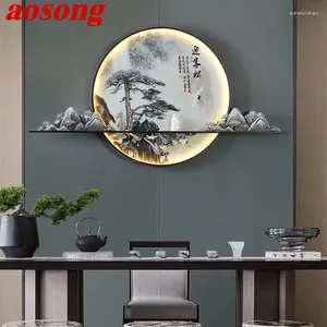 Applique murale AOSONG image moderne à l'intérieur du paysage chinois créatif fond mural applique de chevet LED pour la maison salon chambre