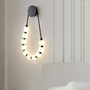 Applique Art Déco Collier LED Or Noir Métal Blanc Acrylique Boule Éclairage Applique Pour Foyer Chevet Allée Couloir