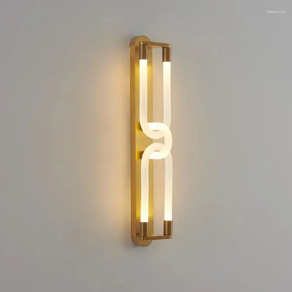 Lampes murales conception de lampe LED LED PALLAGE CHAMBRE CHAMBRE AISLE SCONCE GOLD BLACK METAL BLANC TUBE acrylique Accueil Décorer Salon