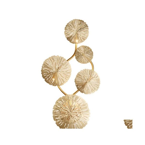 Applique Artpad Cuivre Lustre Or Feuille De Lotus Vintage Rétro Chevet Salon Art Décor Éclairage À La Maison Appliques G4 Bb Drop Delivery Dhrju