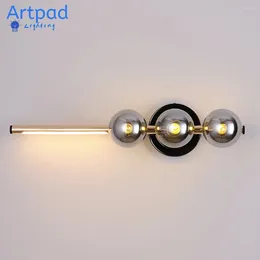 Wandlamp Artpad Light Glass Bubble Decor voor Corridor Badkamer TV Achtergrond Gouden Black metalen SCONSS Mirror G9 Bulb