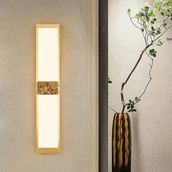 Applique Chambre Chevet Style Chinois Salon Télévision Fond Simple Cuivre Couloir Allée Lumière
