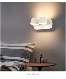 Applique murale chambre chevet LED salon fond rotatif Double face lumière lumineuse décor pour