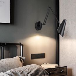 Wandlamp Slaapkamer Leeslamp Luxe minimalistische studeerkamer Met schakelaar Opvouwbaar Draaibare schommelarm