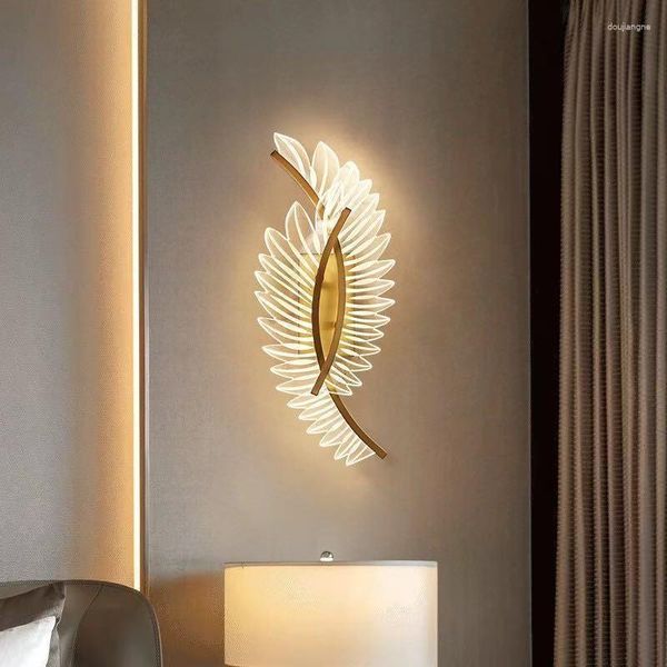 Lampe murale Éclairage d'éclairage LED pour le salon de la maison décoration intérieure moderne des ailes dorées conception de teinte affrontement