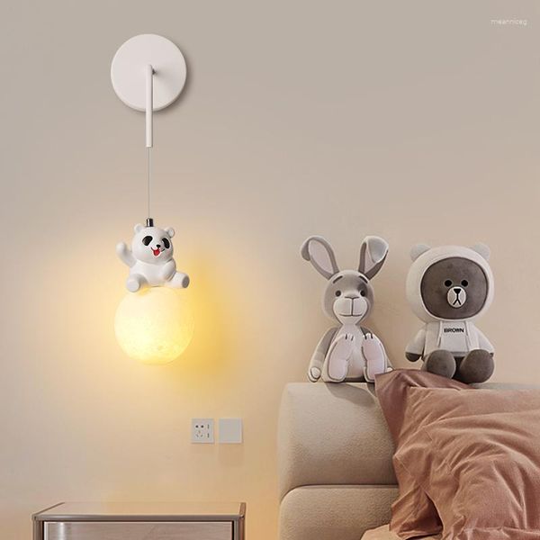 Lámpara de pared Dormitorio Sala de estar Moderno Creativo Panda de dibujos animados Fondo LED Decoración del hogar