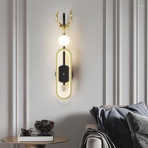 Muurlamp slaapkamer studeer gangside beweers Noordse minimalistische moderne woonkamer grille achtergrond LED -verlichting