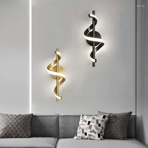 Lámpara de pared con espiral de LED para mesita de noche, candelabro nórdico para sala de estar, comedor, dormitorio, escaleras, accesorio de iluminación interior, Lustre, decoración del hogar