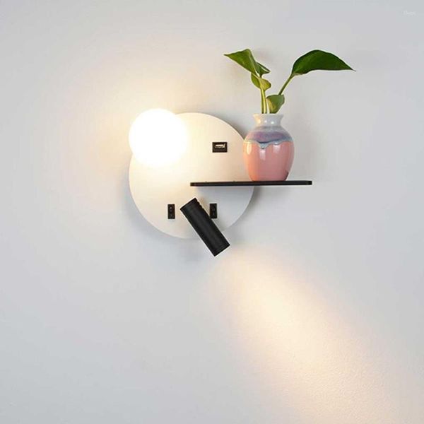 Applique Lampe De Chevet Interface USB Outil D'éclairage De Lecture Réglable Avec Plaque De Support Blanc Droit Type 3