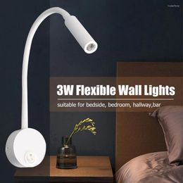 Wandlamp Op het bed gemonteerde leeszwanenhals All-directionele LED-schansen 3W metalen spot voor studeerkamer Slaapkamer