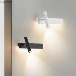 Lámpara de pared Lámpara de pared de lectura de cabecera Luz de pared LED moderna nórdica con interruptor USB Iluminación interior Decoración de la habitación para dormitorio Sala de estar Aplique