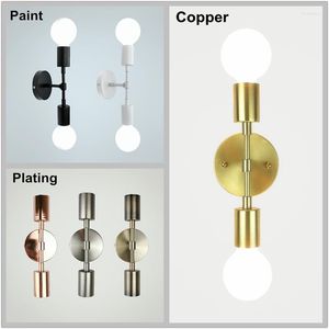 Wandlamp naast kleurenarmatuur creatief verlichting thuislicht dubbele kwaliteit decoratie sconce metaal geborsteld kop minimalistisch