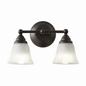 Wandlamp BHG Klassieke 2-lichts dubbele scone kaptafellamp olie-gewreven bronzen afwerking A19 LED-lampen inbegrepen