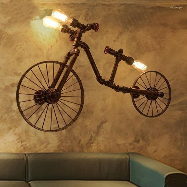 Applique murale lampes de vélo nordique Vintage métal conduite d'eau lumière Loft industriel rétro Restaurant Bar éclairage appliques