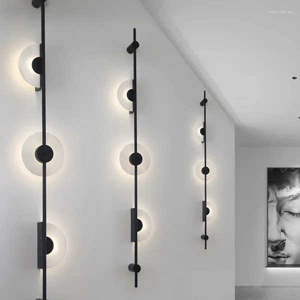 Lampe murale biewalk moderne luxe noir semi-cercle chambre à coucher salon de salon el lobby LED strip intérieur éclairage décoration