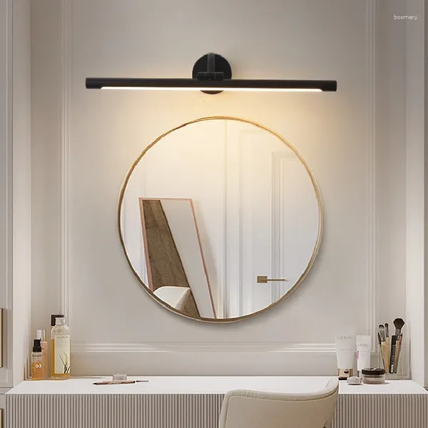 Lámpara de pared espejo de baño negro mesa de maquillaje de la luz delantera del escritorio LED simples luces doradas súper brillantes ajustables
