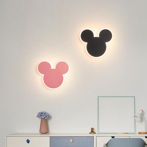 Lampe murale rose noir rose chambre claire lampe à LED pour enfants en fer