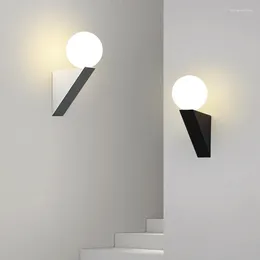 Lampe murale Lumières LED blanches noires avec ampoule G9 Berbe Béroom Bernue de lampes de balle en verre pour le salon