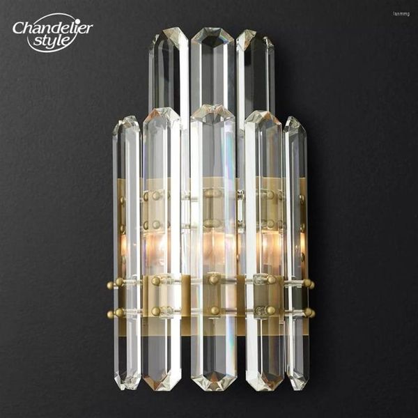 Lámpara de pared Bonnington Aplique de dos niveles Moderno Vintage LED Cristal transparente Latón Cromo Lámparas negras Sala de estar Dormitorio Baño Luz 328w