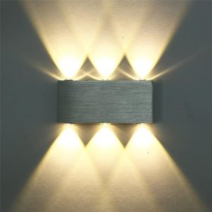 Applique Murale Brossé Noir Argent Double Têtes LED Up Down Lumières Côté Couloir Salon Chevet Luminaire RF111Wall