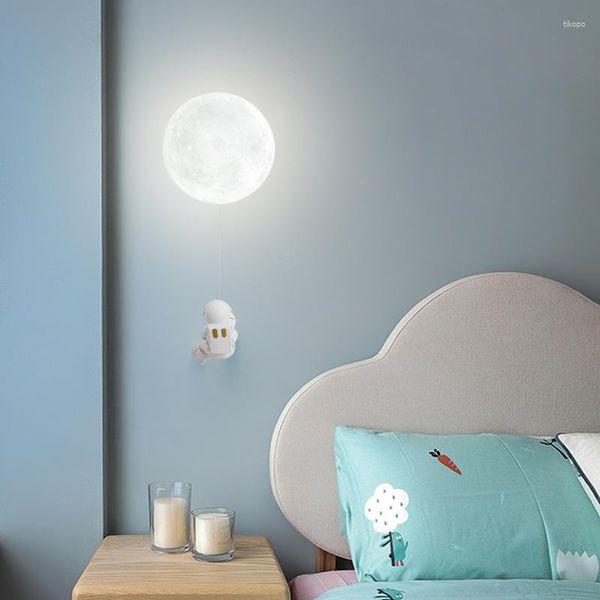 Lámpara de pared, decoración de dibujos animados para niños, niñas, dormitorio, apliques de noche, luz con iluminación de Luna, luces LED para pasillo