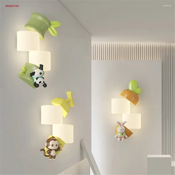 Lampe murale Children's Monkey Panda Pe LED Kids Chadow Study Study Nursery Dessert Shop Corridor Home Decor Sicces Baby Night Lights