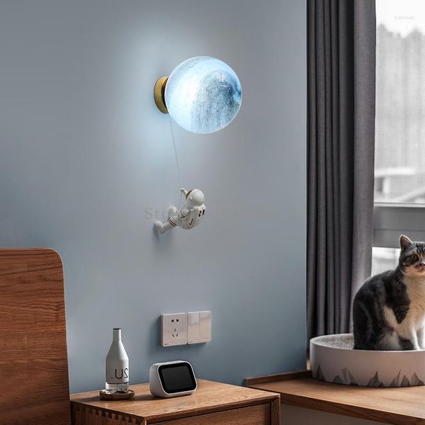 Applique murale chambre d'enfants dessin animé ballon lune moderne boule de verre décor lumières garçon chambre pour la maison