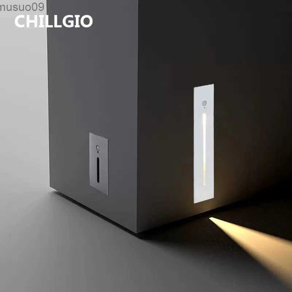 Lámpara de pared CHILLGIO Interior Ressessed Escalera Luz Paso Nórdico Moderno Decoración del Hogar Piso Noche Led Escalera Exterior Lámpara de Pared Impermeable