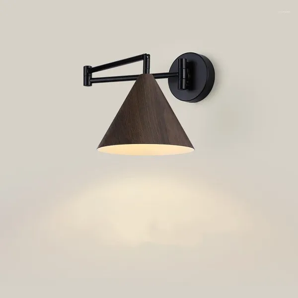 Lampe murale Chine Usine Nordique Minimaliste Style Moderne Conique Noyer Intérieur Laiton Couleur Décoration