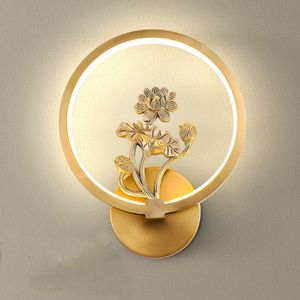 Muurlamp Chinese stijl Alle koper rond huis achtergrond Living Room LED Moderne Lampwallwall LED