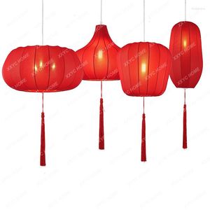 Wandlamp Chinese Stijl Kroonluchter Restaurant El Lantaarn Theehuis Gangpad Doek-Craft Opknoping Oosterse Rode Decoratief