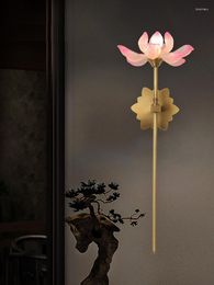 Muurlamp Chinese stijl koper kristallen led bedlicht licht creatieve woonkamer ingang lotus g4 sconce