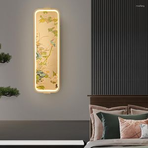 Wandlamp Chinese stijl licht luxe koperen woonkamer televisie achtergrond moderne slaapkamer nachtkastje schilderij