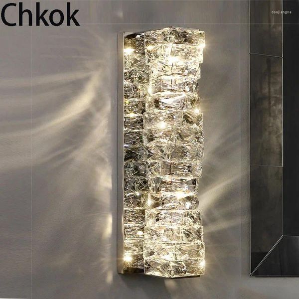 Applique Chkok moderne décor à la maison lumière en cristal intérieur créatif montage en acier inoxydable LED nuit éclairage de chevet