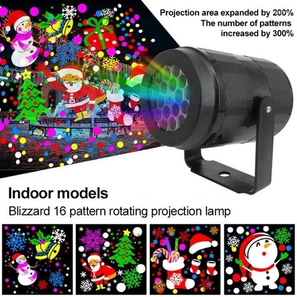 Lampe murale de Noël LED LED LEI 16 PROCHEMENTS MODÈLES DE LA PROCHETS LASER POUR LA PARTÉ DE STAGE EXTACTIONNE